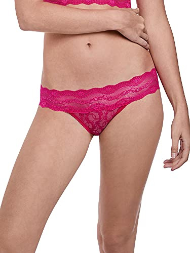 b.tempt'd Women's Lace Kiss Panty Bikini Style Underwear, Pink Peacock, S