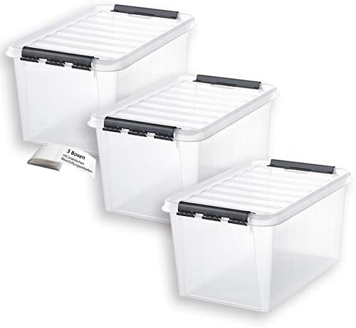 SmartStore ORTHEX Classic 45/3 Aufbewahrungsboxen mit Clip-Verschluss im Set, inkl. Beschriftungsetiketten