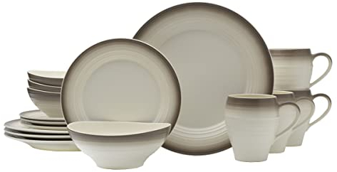 Mikasa Swirl 16-Piece Dinnerware Set, Service for 4, Ombre Mocha