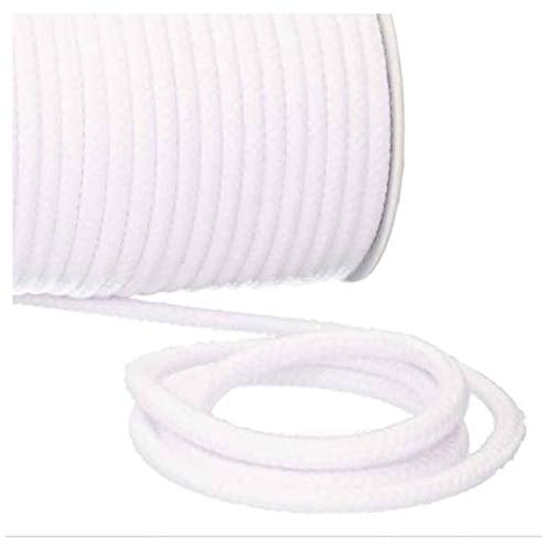 Turnbeutelliebe® Baumwollkordel 8mm Weiß - robuste Bastelschnur Meterware - Dickes Baumwollseil für Turnbeutel, Taschen & Hosen - geflochtene Schnur individuell zuschneidbar - Makramee-Kordel rund