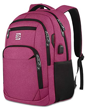 FANDARE Unisex Backpack Business Laptop Daypack Travel Rucksack with USB Charging Port Waterproof College School Computer Bag Bookbag for Women & Men Fits 15.6 Inch Laptop and Notebook Red