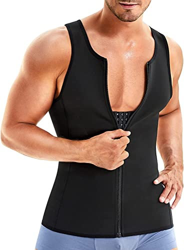 Gotoly Unterhemden Herren Shapewear Sport Workout Tank Tops Bauchweg Shirt Kompressionsshirt Abnehmen Body Shaper Kompressionsshirt Unterhemd Weste (XL, Schwarz)
