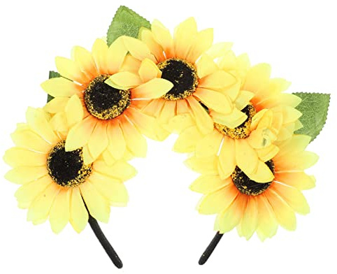 minkissy Sonnenblume Haarreif Blumen Hawaii Blumenhaarreifen für Frauen, Dekoratives Haarband mit Boho-Stil, Perfekt für Sommerparty, Strandurlaub & Fotografie-Requisiten