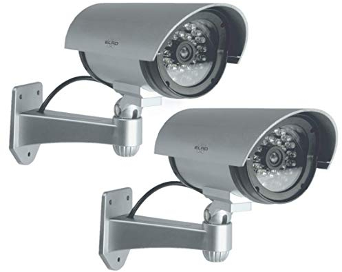 ELRO CDB25S-2 Außen Attrappe Kamera-Dummy Überwachungskamera mit LEDs-2 Pack, 2 Stück
