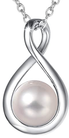 FANCIME 925 Sterling Silber Kette Infinity Anhänger Geburtsstein Kette, Perle Kette, Juni Geburtsstein, Valentinstag Jahrestag Geburtstag Weihnachten Schmuck Geschenk Für Mutter Frauen
