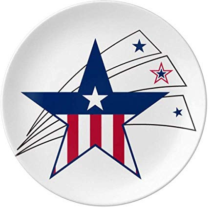 Assiette décorative en porcelaine avec drapeau américain brillant