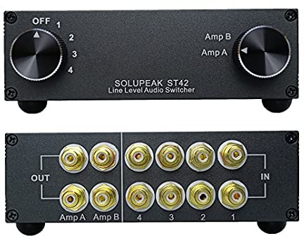 SOLUPEAK ST42 4-way analog audio switch sorgente segnale ingresso switcher splitter box (4 in 2 OUT)
