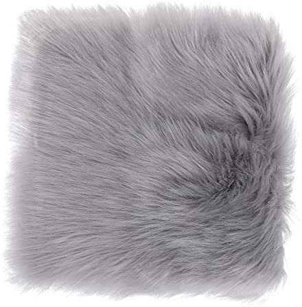 Molain Stuhlkissen, Kunstfell, quadratisch, 30,5 cm, weich, flauschig, für Wohnzimmer, Schlafzimmer, Sofa, Fotografie-Hintergrund (grau)