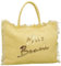 Miss Beach - Große XXL Badetasche mit Reißverschluss - Strandtasche - Picknick-Tasche aus Canvas (Gelb)