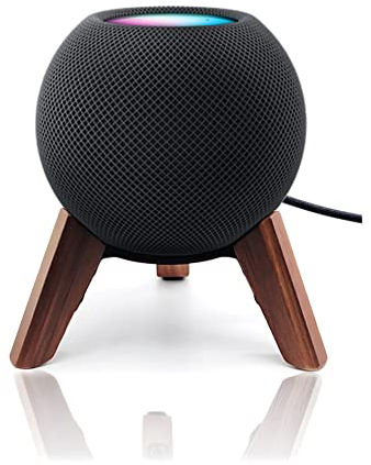 Real Wood Stand for Homepod Mini(2020 Released), Wooden Holder Tripod with Metal Frame,Safe Stable Mount with Anti-Slip Silicone pad Protects Home pod Mini Speaker Well (Color:Walnut)