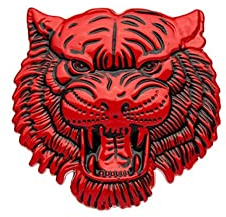 iSpchen Autoaufkleber Metall 3D-Stereo Tiger Realistisch Aufkleber Tier Emblem Sticker Selbstklebend Abzeichen Körper Fenster Aufkleber Auto Styling Dekoration Aufkleber,rot
