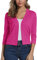 EXCHIC Femmes Elegant Manches 3/4 Ouvert Devant Boleros Cardigan Gilet(S, Rose Rouge)