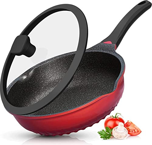 Mehrzweck-3 in 1 Wokpfanne mit Deckel + Wok + Bratpfanne 28 cm -Rot