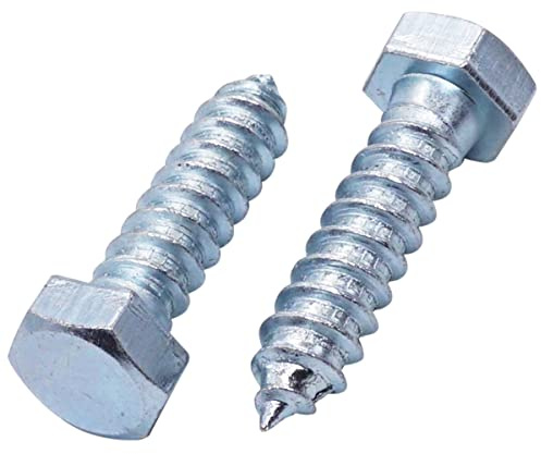 SKIR'CO (20 Stück) DIN 571 verzinkter Stahl Sechskantkopf Holzschrauben M12 x 40 mm, Schrauben, Sechskantschraube, Schlüsselschrauben