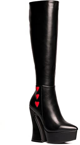 LAMODA Love Potion Wide Fit, Stivali Alti al Ginocchio Donna, in Poliuretano Nero, 38 EU