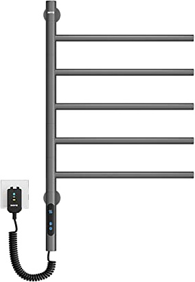 Heated Towel Rail, WiFi Smart Thermostat Towel Warmer, for Alexa and Google Home and APP, Towel Heater, 420x660 mm, 180° rotation, Electric Towel Warmer Radiator, Bathroom Flat Panel Heated-Ash