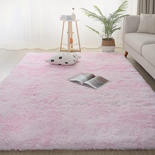 Jyswx Shaggy Teppich für Wohnzimmer – Moderne Langflor Teppiche Schlafzimmer Waschbar – Hochflor Flauschig Teppich für Wohnzimmer, Schlafzimmer, Schlafsaal, Farbe: Tiedye Rosa, Größe:120x200 cm
