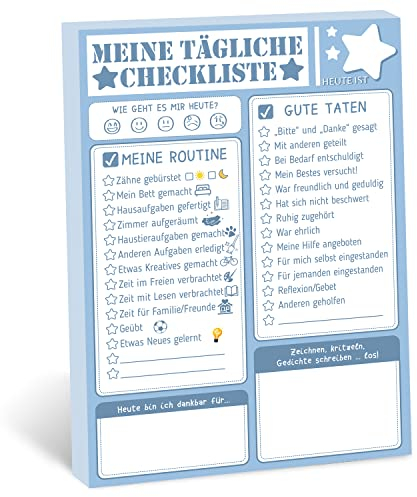 Biroyal Tagesplaner für Kinder, Tagesplaner Block für 100 Tage, Täglich Abreißbarer Notizblock Kinder Routine, bedruckte Aufgabenliste, Lehrmittel um Kindern Lebenskompetenzen beizubringen