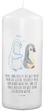 Mr. & Mrs. Panda Trauerkerze Trauer Papa - Kerze Für Verstorbene, Zum Abschied, Mit Spruch, Vater, Familie, Beileid, Namen, Familienmitglied, Kondolenzkerze, Engelmotiv