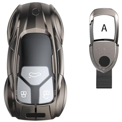 Gleamydot Autoschlüssel Hülle Kompatibel mit Schlüsselhülle Cover Audi A3 A4 A5 A6 A7 A8 Q5 Q8 TT RS4 SQ5 Zinc Alloy sportback Schutzhülle Zubehör mit Schlüsselanhänger (A-HUI)