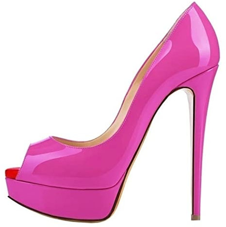 QIANKUN Sexy Open Toe Platform Donne Tacchi Alti Super High Patent Leather Scarpe Tacchi Alti Rosso Wedding Stilettos-viola, 36