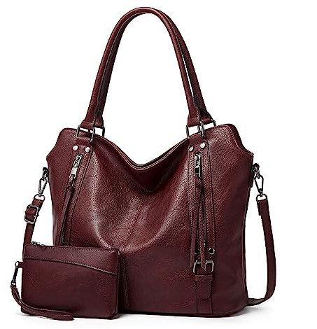 TANTOMI Handtasche Damen, Elegante Vintage Umhängetasche Groß, Weiche Schultertasche Set Damen Crossbody Shopper Tasche mit Abnehmbarem Schulterriemen, Dunkellila