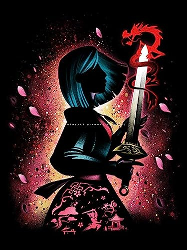 Youtheart Diamond Painting Mulan Diamond Art, 5D Full Drill Cross Stitch Embroidery Kits, DIY Wall Décor