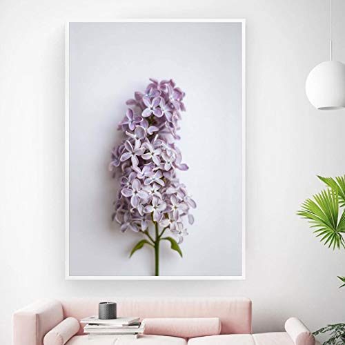 Kunstdruck auf leinwand Leinwanddrucke und Poster lila Flieder Bild nordischer Salon Wandbilder für Wohnzimmer moderne schöne Blumen-Schlafzimmerdekoration 40x60cm Ohne Rahmen