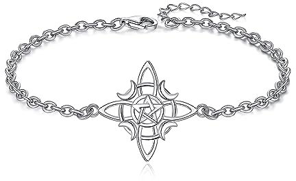 CELESTIA Keltisch Hexen Knoten Armbänder Silber 925 Keltischer Schmuck Damen Wicca Mond und Stern Pentagramm Hexe Armband Hexen Schmuck für Frauen Esoterik Geschenke