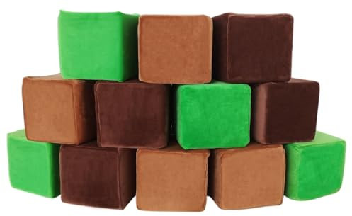 Wonder Space Plüsch Schaum Bausteine ​​- Bauen & Stapeln Kindergartenspielzeug Geschenk für Kleinkinder, Weicher Glatter Samtbezug, Frühe Erziehung Motorik & Gehirn Entwicklung (Würfel, Wald)