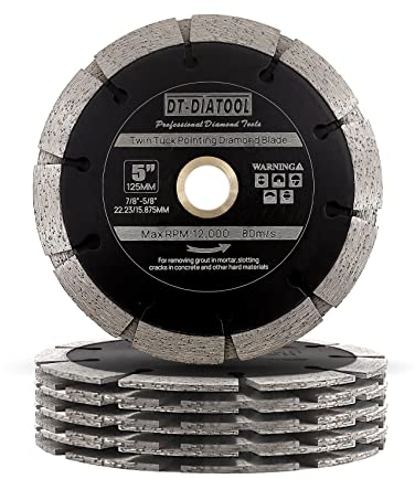Twin Tuck Point Blade - 115mm Mortar Raking Dual Diamond Blade 22.23-16mm Arbor for Mortar Removal,Grout Concrete Asphalt Surfaces Repair,Masonry Brick Stone Cutting (Color : 5, Size : 125mm)