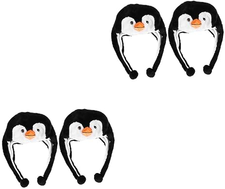 ifundom 4stücke Cartoon Penguin Hut Für Erwachsene Und Mädchen Cosplay Kopfbedeckung Für Partys Und Festivals Lustiger Mit Beweglichen Ohren Unisex Kostümzubehör
