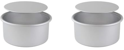 PME LBR053 Anodised Aluminium 3 inch Deep Round Cake Tin with Loose Base, 5 (127mm), Silver (Pack of 2)