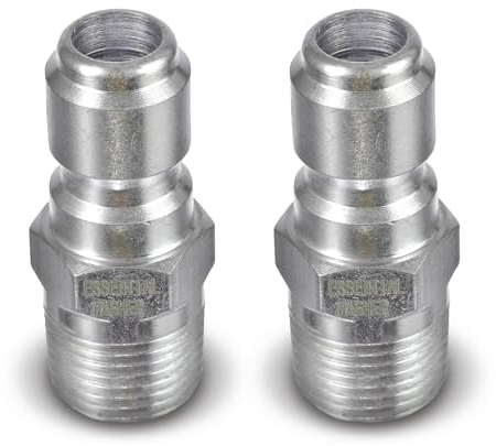 ESSENTIAL WASHER Plated Steel 3/8 Male Quick Connect Fittings Pressure Washer | Pressure Washer Plugs | 4200 PSI | 2 Pack