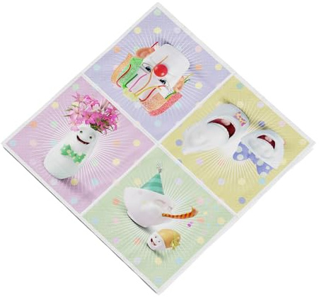 FIFTYEIGHT PRODUCTS/Cocktail - Servietten „Happy Happy“ (1 Päckchen á 20 Stück, Format offen: 25 cm x 25 cm, Weiß auf Rosa, Lila, Grün & Gelb-, 100% Made in Germany)