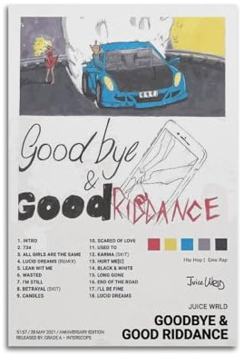 TRXU Juice Poster Wrld GOODBYE &GOOD RIDDANCE Poster Album Cover Music Posters for Bedroom Aesthetic Poster Decorative Painting Canvas Wall Art Living Room Posters Bedroom Painting 12x18inch(30x45cm)U