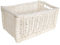Creative Home Kleiner Weidenkorb Weiß Aufbewahrungskorb 30 x 20 x 16 cm | Handgeflochten, Haltbar | Korb Geflochten Naturkorb mit Griffen Aufbewahrung | Für Regal, Spielzeug, Werkzeuge, Bad Korb