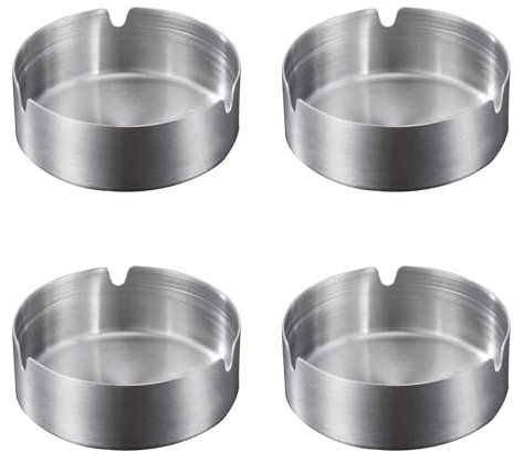 Pack of 4 Stainless Steel Material Outdoor Ashtray for Outside,Garden Ashtrays for Cigarettes,Ash Trays Outdoors,ashtrays for Inside,Perfect for Use in Bars, Homes, and Offices(10cm/3.94inch)