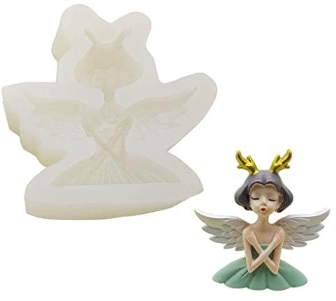 xbiez Stampo in silicone per torte a forma di principessa angelo con ali di verdure, fondente, caramelle, blocchi di cioccolato, decorazioni per dolci francesi