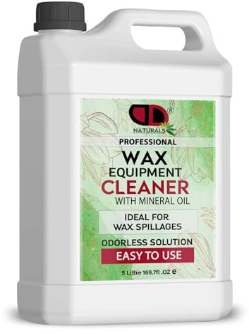 DD Teck Wax Equipment Cleaner with Mineral Oil – Cleaning Solution for Warmers, Pots & Containers – Removes Spills, Residue and Build Up from Beauty Tools & Work Surfaces – Easy Use (5 Litre)