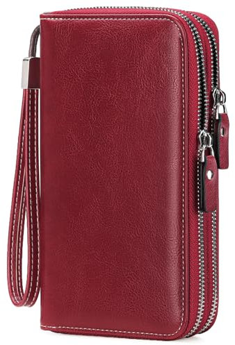 LOUEBICA Portafoglio Donna in Pelle PU Grande Capacità, Lungo Con Cerniera e Bloccaggio RFID, Elegante Portamonete Con 14 Scomparti per Carte, Borsellino