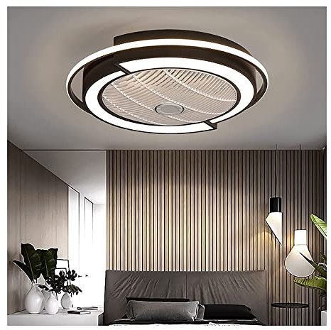 Lampada Ventilatore Silenzioso Ventilatore da soffitto Moderno Senza Lama con Luce, lampadario Circolare con Ventilatore Nascosto con Telecomando, Illuminazione Intelligente a LED dimmerabile, Illum