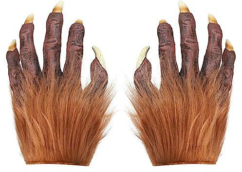 JNGUOSICN Halloween Claw Gloves Werewolf Paw Gloves Latex Claw Gloves Hairy Gloves Pointed Nail Beast Gloves Realistic Animal Claw Hand Covers Devil Ghost Witch Finger Gloves Halloween Dress Up Prop