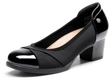 DREAM PAIRS Zapatos de Tacón Ancho Comodas Clásicos Zapatos de Salón Elegantes con Plantilla Acolchada,Size 38,Negro,DWUMPU2507