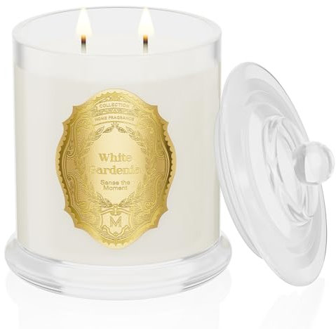 M&SENSE Duftkerze Große 2-Docht Sojakerzen| Gardenie Duftkerzen im Glas|12.7oz 360g Natürliches Sojawachs|70 Stunden Brenndauer|Kerzen Geschenke für Frauen, Candle for Home Scented