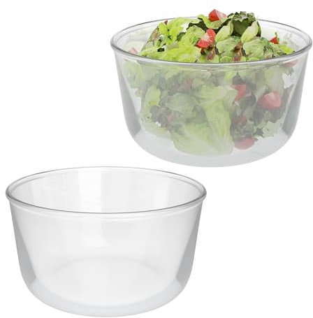 Relaxdays Grand saladier en Verre, lot Pratique de 2, capacité : 1,6 l, pour la Cuisine, Transparent