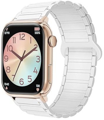 Lamshaw bracelet Compatible avec ICE smart 2.0 1,96 Pouces Smart Watch, 22mm magnétique silicone Sport magnétique fort bracelet compatible avec ICE smart 2.0 1,2 Smart Watch (Blanc)