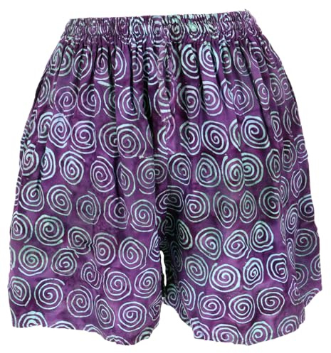 Kurze Boho Hose, Ethnostyle Shorts, Strandshorts, Viskose, Damen, lila