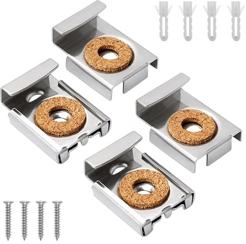 Heavy Duty Mirror Clips 4 Pack, Spring Loaded Mirror Brackets Hanging Kit with Screws and Dowels, Mirror Brackets Wall Fixings for Bathroom, Bedroom, and Living Room Mirrors