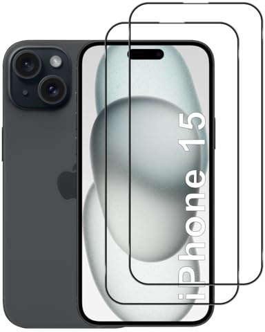 Lutree for iPhone 15/ iPhone 16 6.1'' Tempered Glass, 2 Pack 9H Hardness Screen Protector, HD Bubble-Free Film, Anti-Scratch Premium Protective Glass